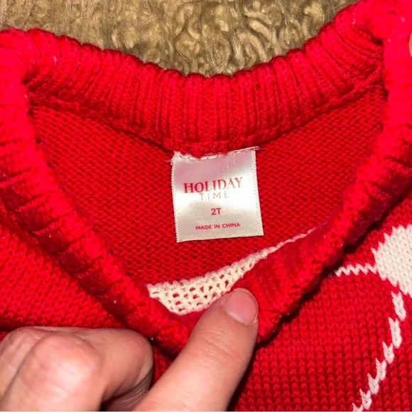 Holiday Time Red and White Santa Sweater for Kids - Picture 2 of 5